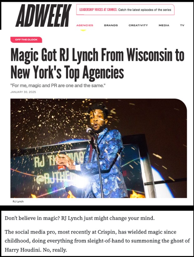Adweek — Magic Got RJ Lynch From Wisconsin to New York's Top Agencies